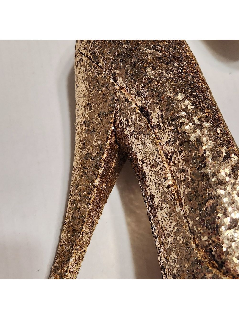 Bebe Gold Glitter Platform Stiletto Heel Pumps Size 8 - Picture 10 of 11